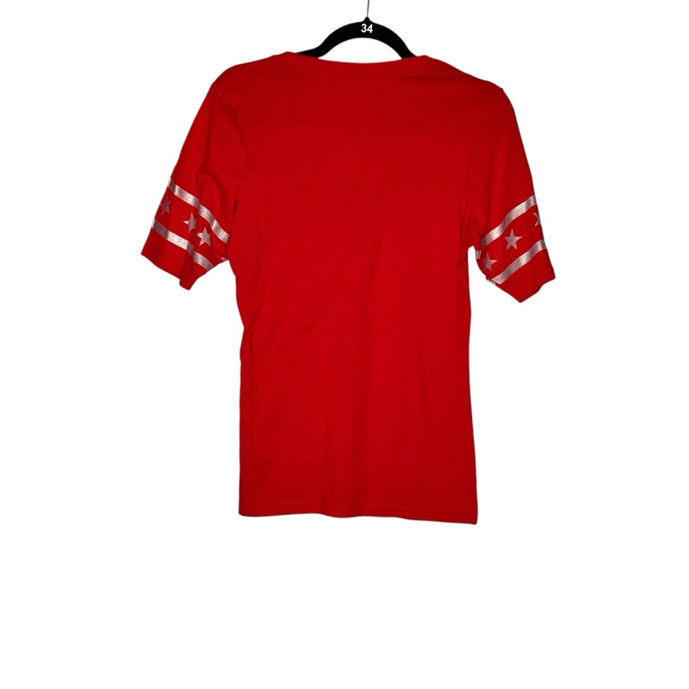 Wonder Woman NWT L (11/13) Silver  & Red Striped Sleeves Red Juniors T-Shirt Tee - Picture 6 of 7